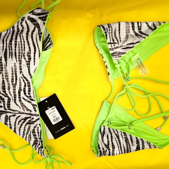 *NWT* Zebra Neon Lime BIKINI - Picture 11 of 16